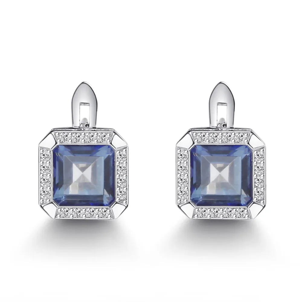 3.77Ct Natural Moss Agate Clip Earrings in 925 Sterling Silver – Fine Jewelry