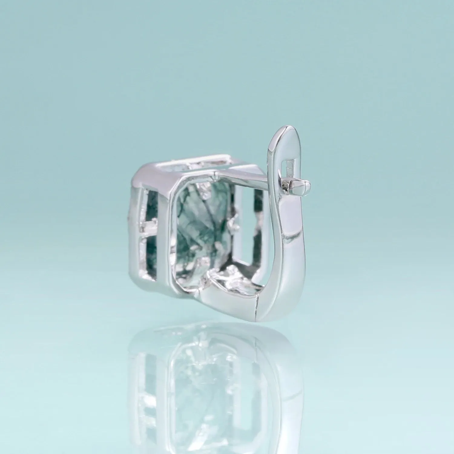 3.77Ct Natural Moss Agate Clip Earrings in 925 Sterling Silver – Fine Jewelry