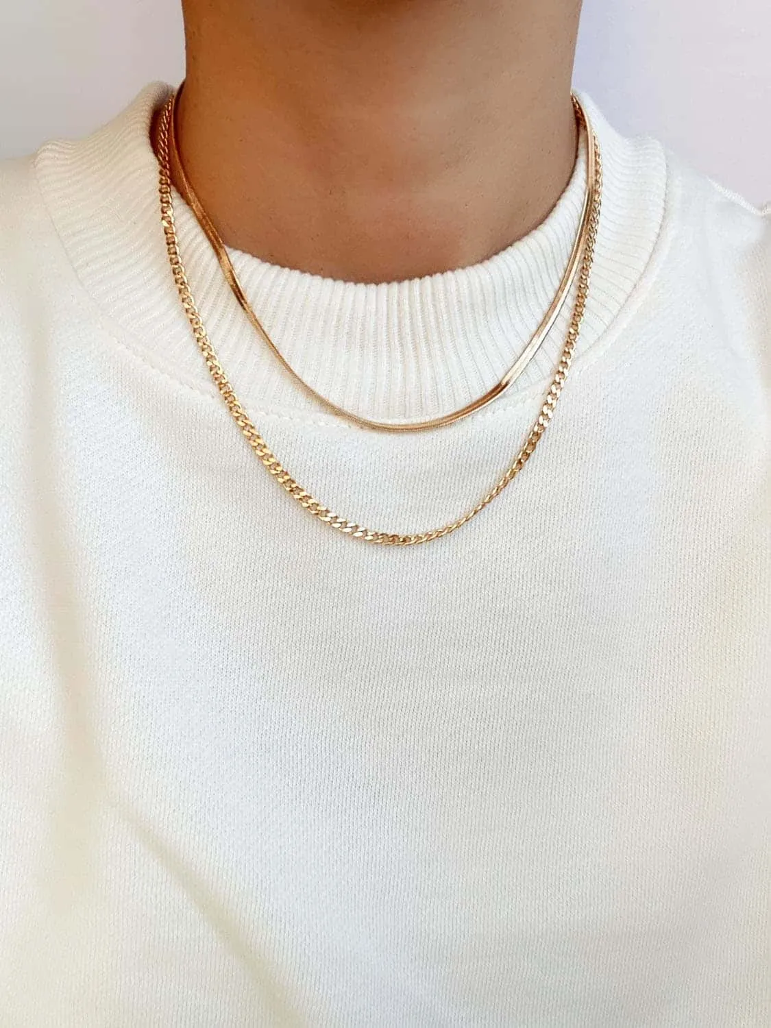 3mm Gold Filled Herringbone Chain Necklace