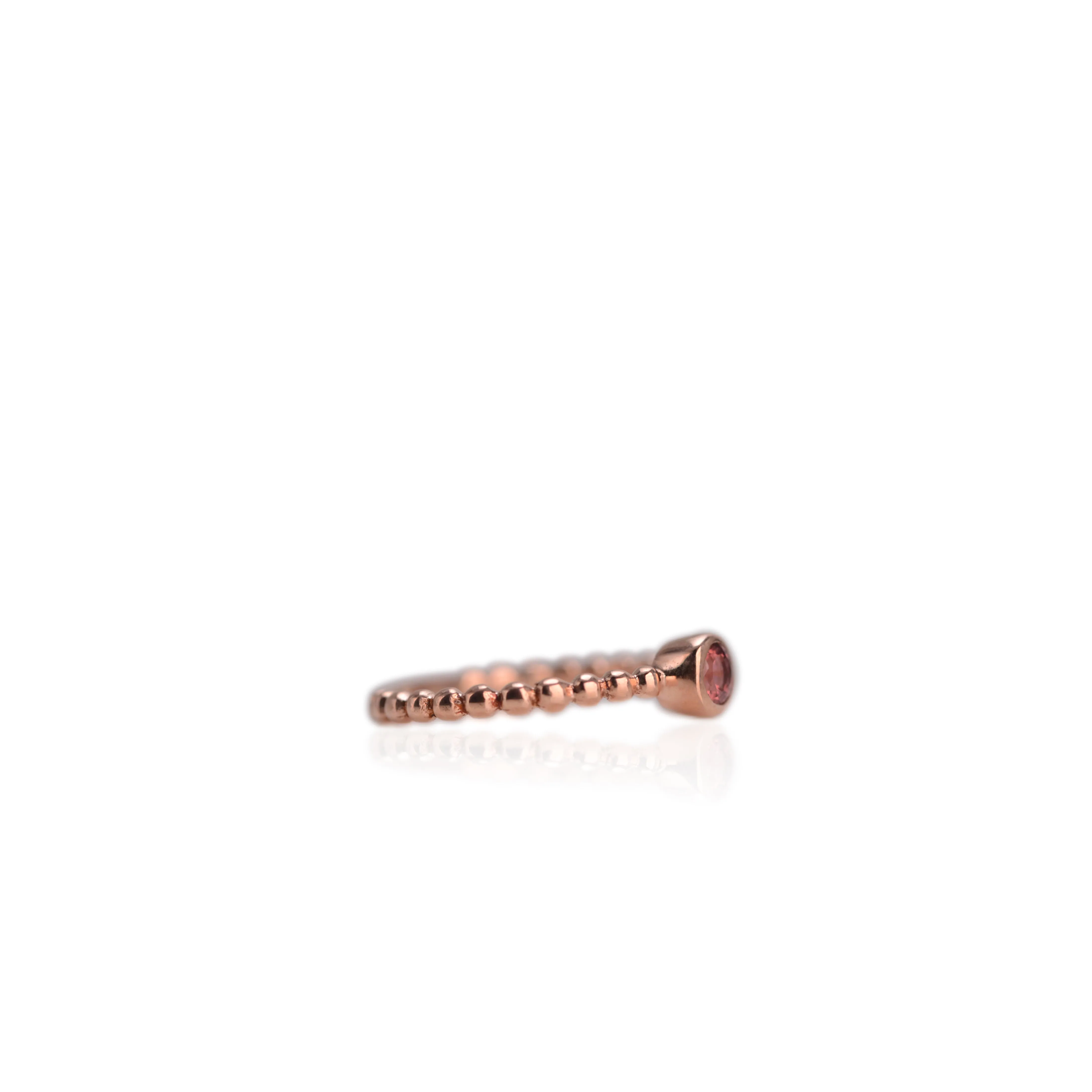 4 mm. Round Cut Pink Brazilian Tourmaline Ring