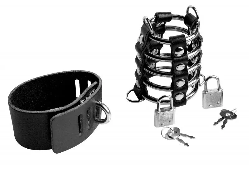 5 Ring Chastity Device With  & Ball Strap