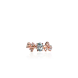 5 x 7 mm. Oval Cut Blue Cambodian Zircon with Topaz Accents Ring