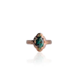 6 x 8 mm. Oval Cut Green Brazilian Mystic Topaz with Tsavorite Garnet and Cz Accents Ring