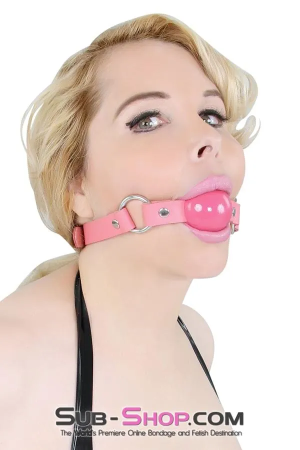 6914A      Rings of Submission, Passion Pink Ball, Passion Pink Leather Strap Ballgag