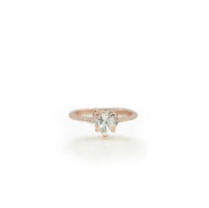 7 mm. Heart Cut White Brazilian Topaz with Cz Band Ring