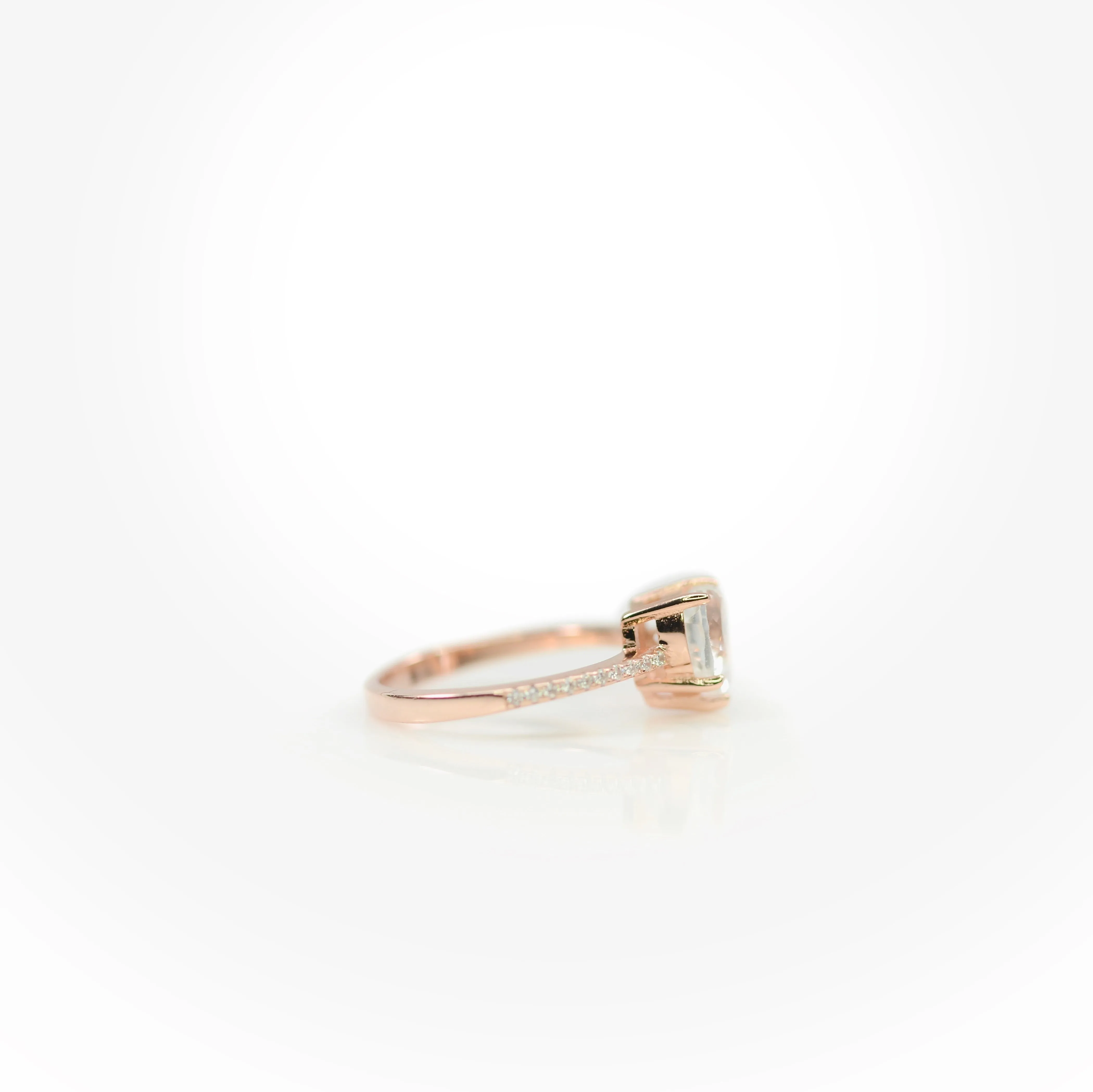 7 mm. Heart Cut White Brazilian Topaz with Cz Band Ring