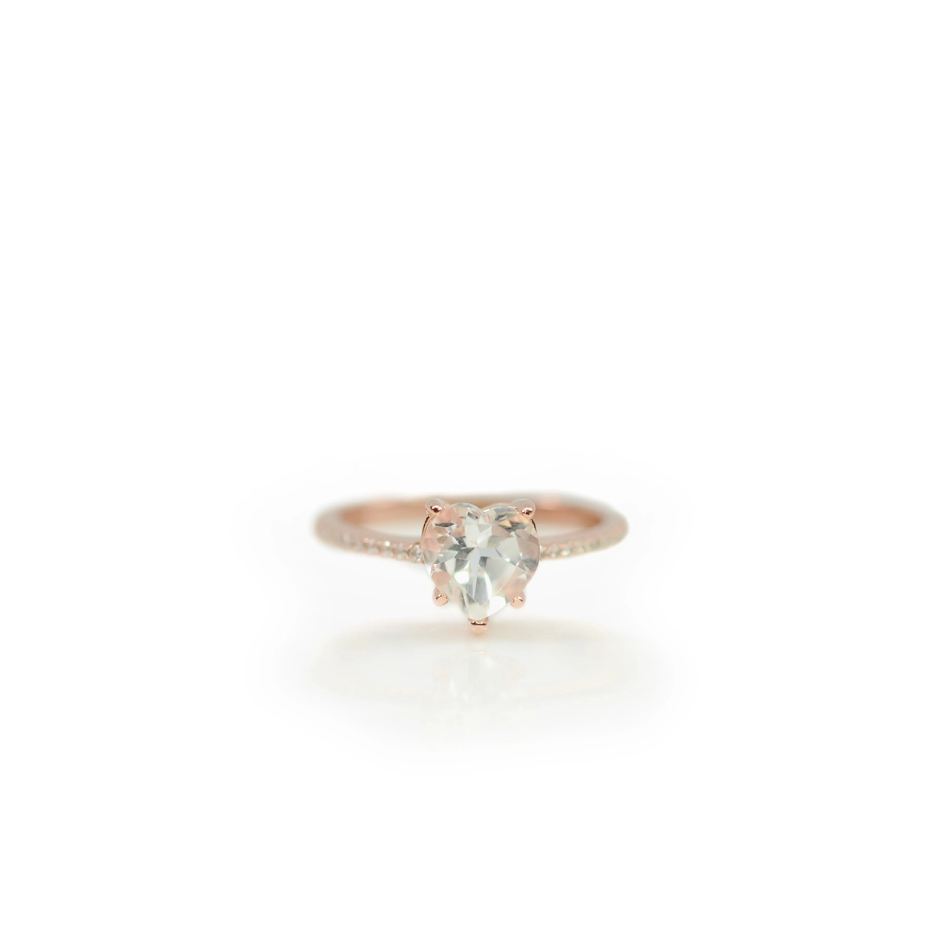 7 mm. Heart Cut White Brazilian Topaz with Cz Band Ring