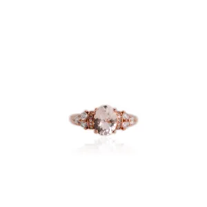 7 x 9 mm. Oval Cut White Brazilian Topaz with Cz Accents Ring