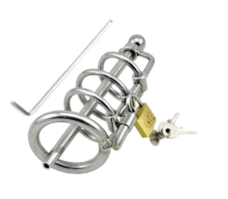 7240AR      Gates of Hell Locking Steel Chastity Device with Removable Adjustable 6” Hollow Urethral Penis Plug