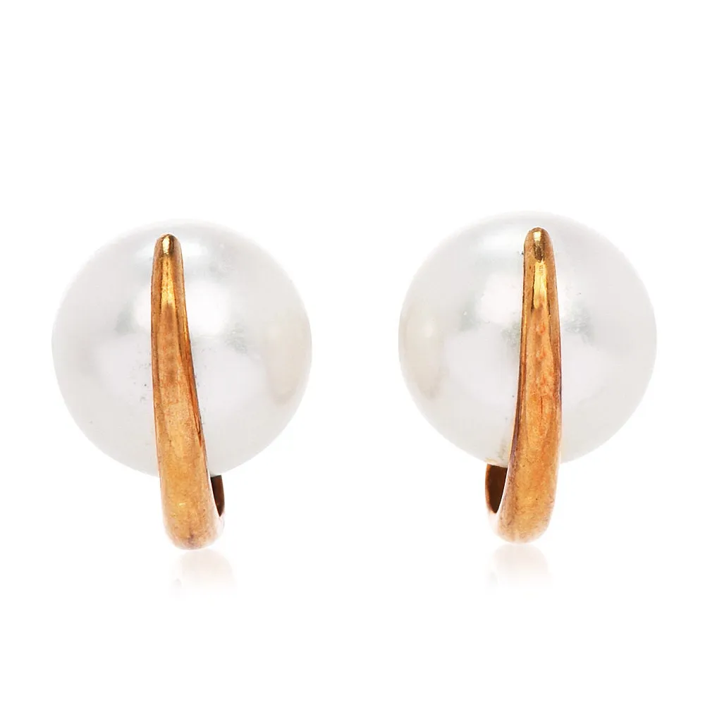 7mm Pearl Stud Earrings in 18K Yellow Gold