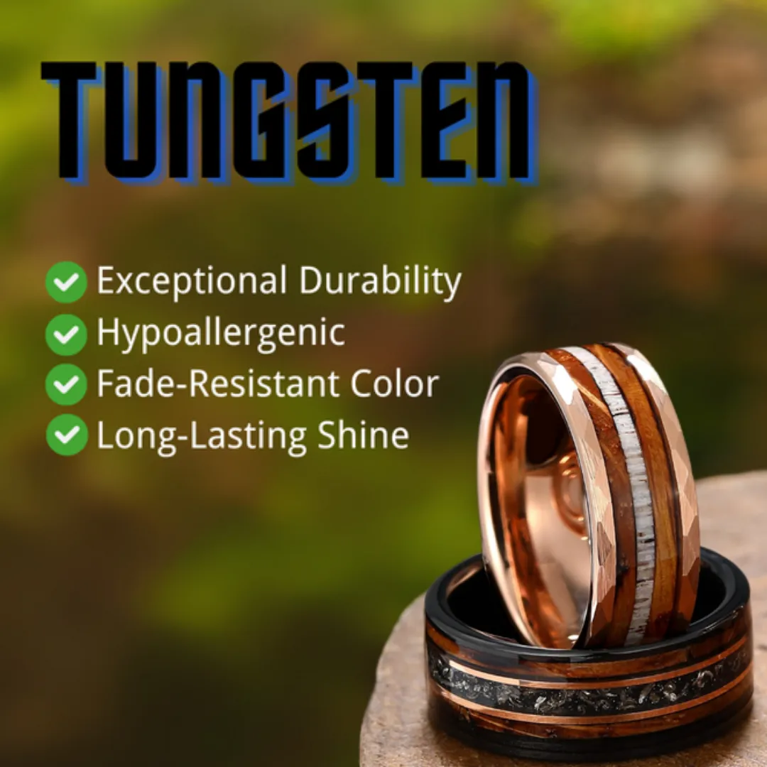 8mm Pink White Tungsten Carbide Couple Rings His And Hers Wedding Bands