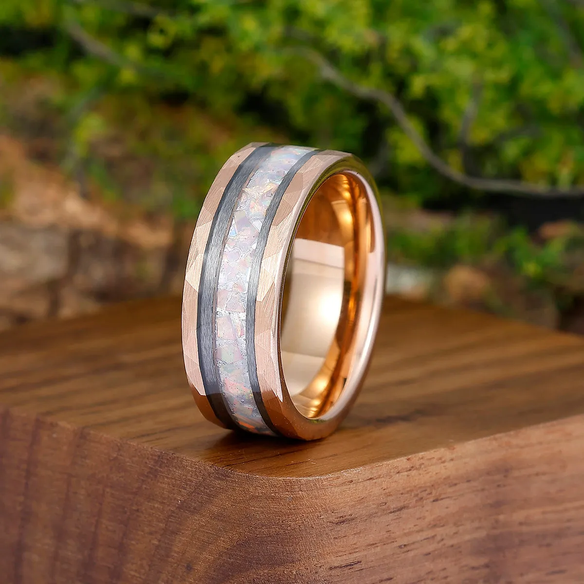 8mm Pink White Tungsten Carbide Couple Rings His And Hers Wedding Bands