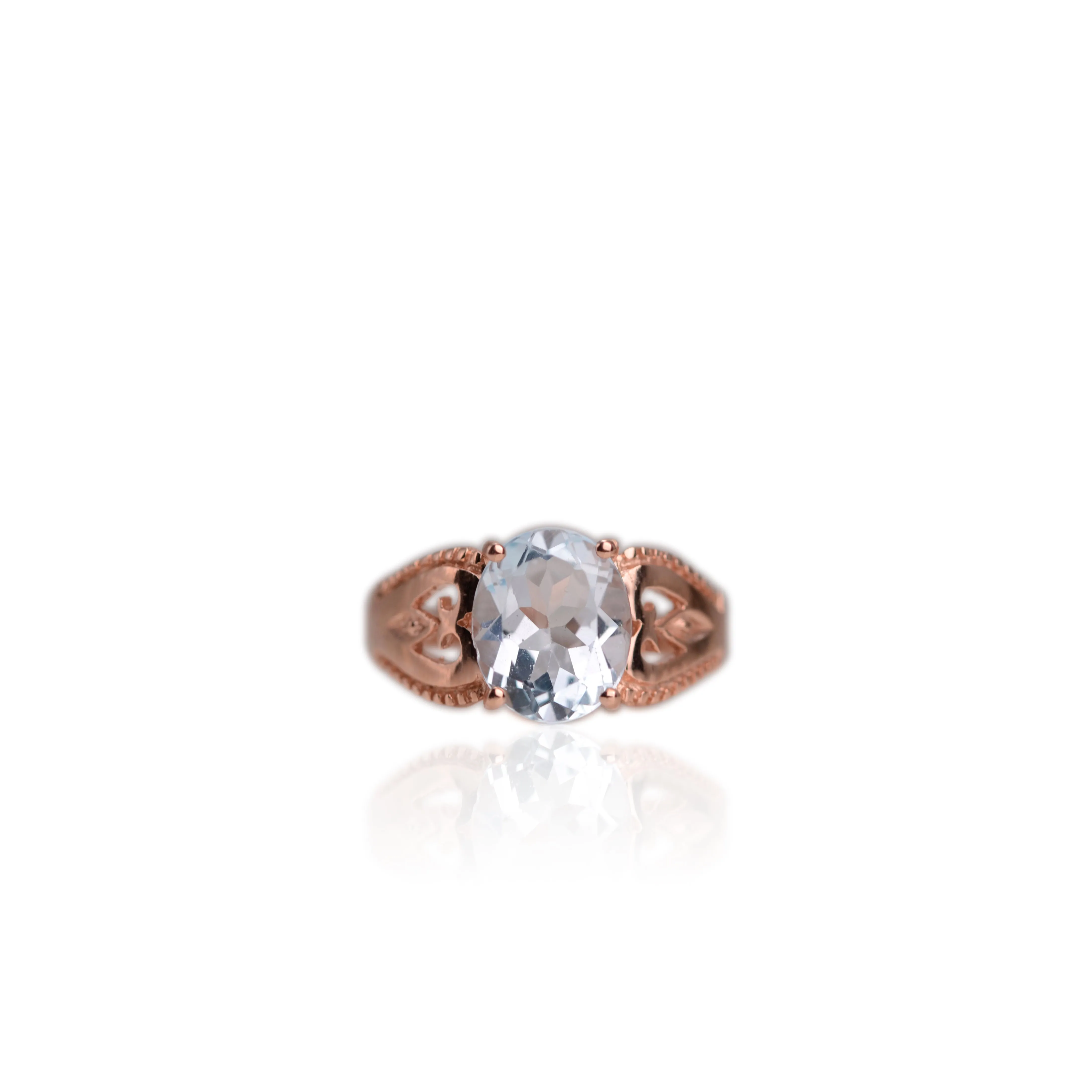 9 x 11 mm. Oval Cut Sky Blue Brazilian Topaz Ring