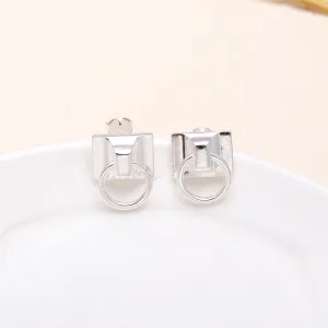 925 Sterling Silver Modern Geometric Stud Earrings