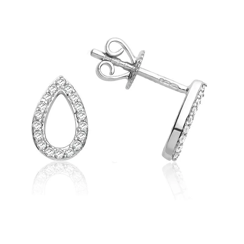 9ct White Gold 0.15ct Diamond Teardrop Stud Earrings