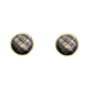 9ct Yellow Gold Dark Mother of Pearl 4mm Classic Small Round Stud Earrings
