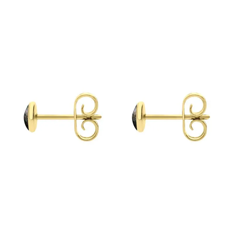 9ct Yellow Gold Dark Mother of Pearl 4mm Classic Small Round Stud Earrings