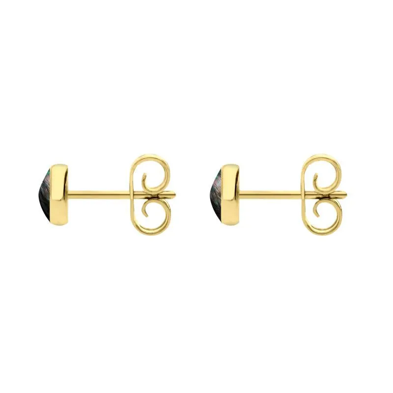 9ct Yellow Gold Dark Mother of Pearl 5mm Classic Small Round Stud Earrings