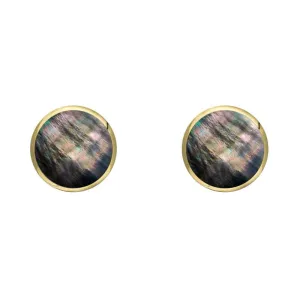 9ct Yellow Gold Dark Mother of Pearl 5mm Classic Small Round Stud Earrings