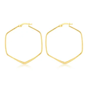 9ct Yellow Gold Geometric 30mm Hoop Earrings