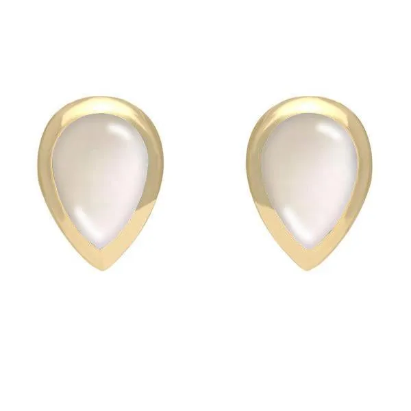 9ct Yellow Gold Mother of Pearl Small Teardrop Stud Earrings