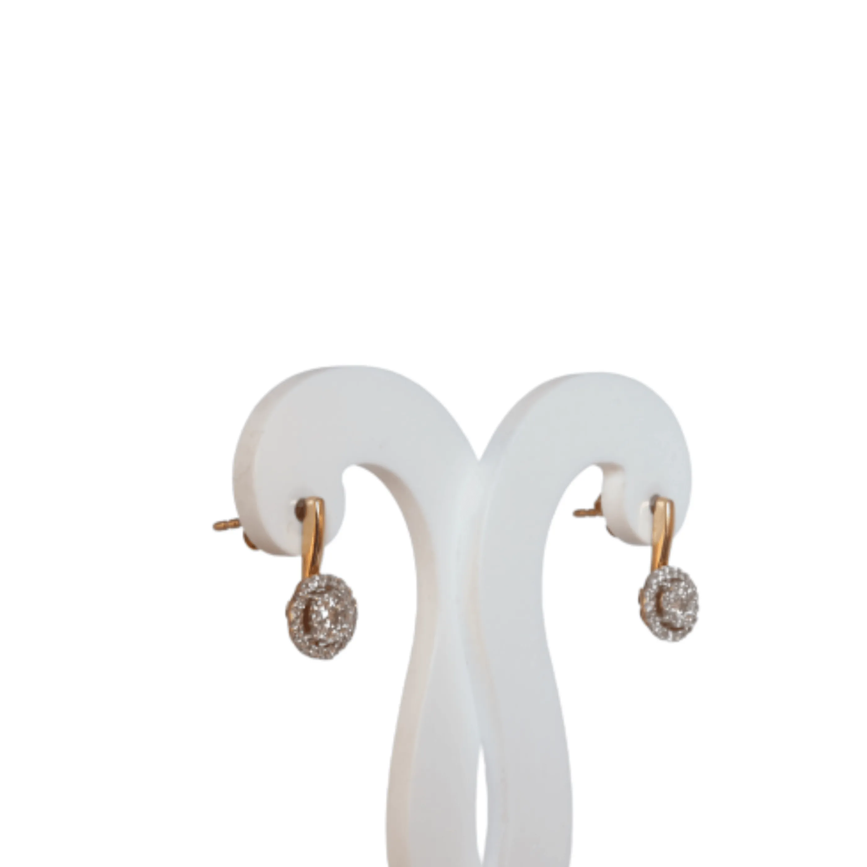 9kt Yellow Gold Diamond Cluster Drop Earrings