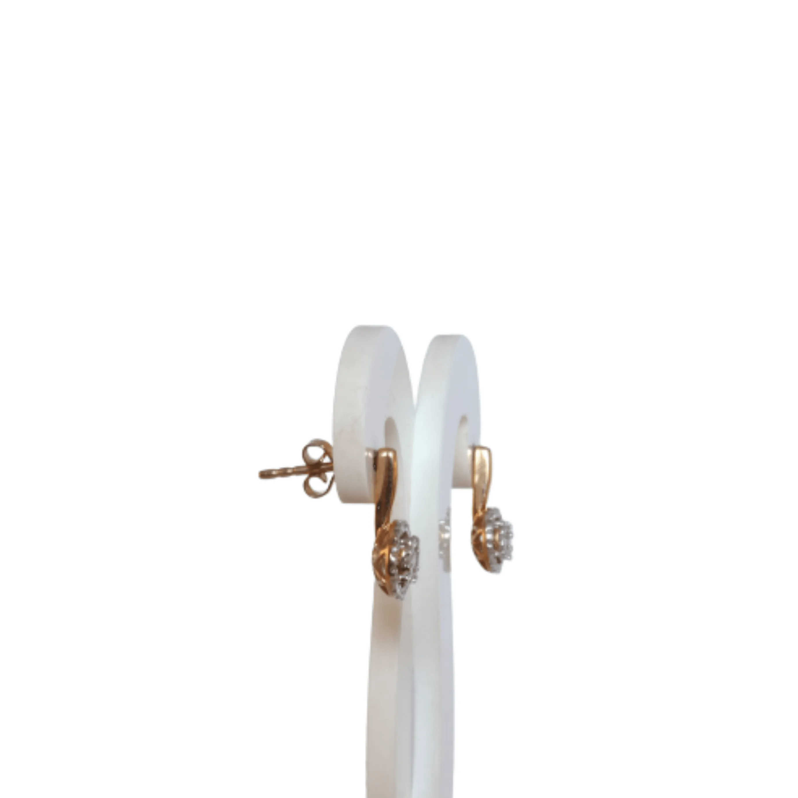9kt Yellow Gold Diamond Cluster Drop Earrings