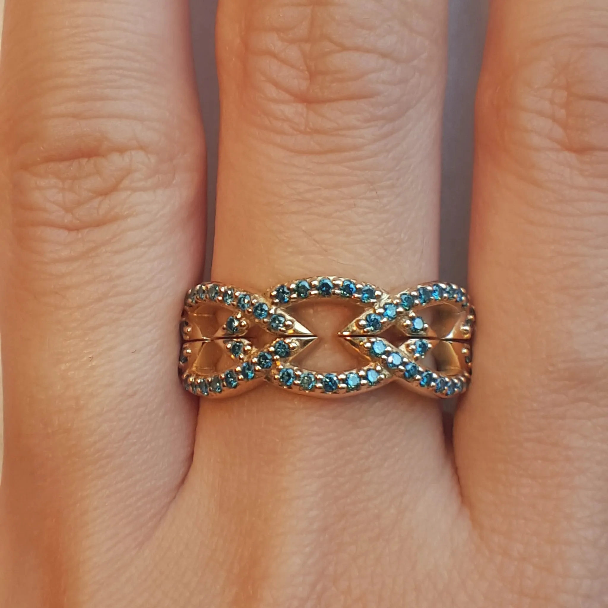 A Set of Blue Diamond Crowns - Stacking Bands
