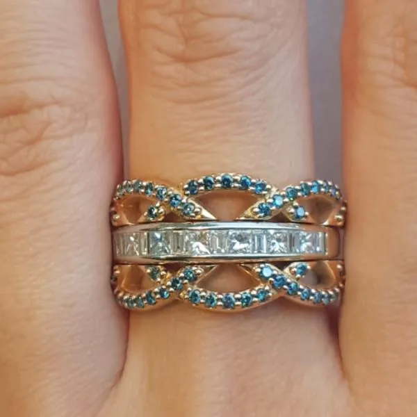 A Set of Blue Diamond Crowns - Stacking Bands