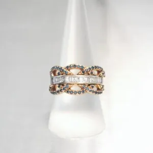 A Set of Blue Diamond Crowns - Stacking Bands