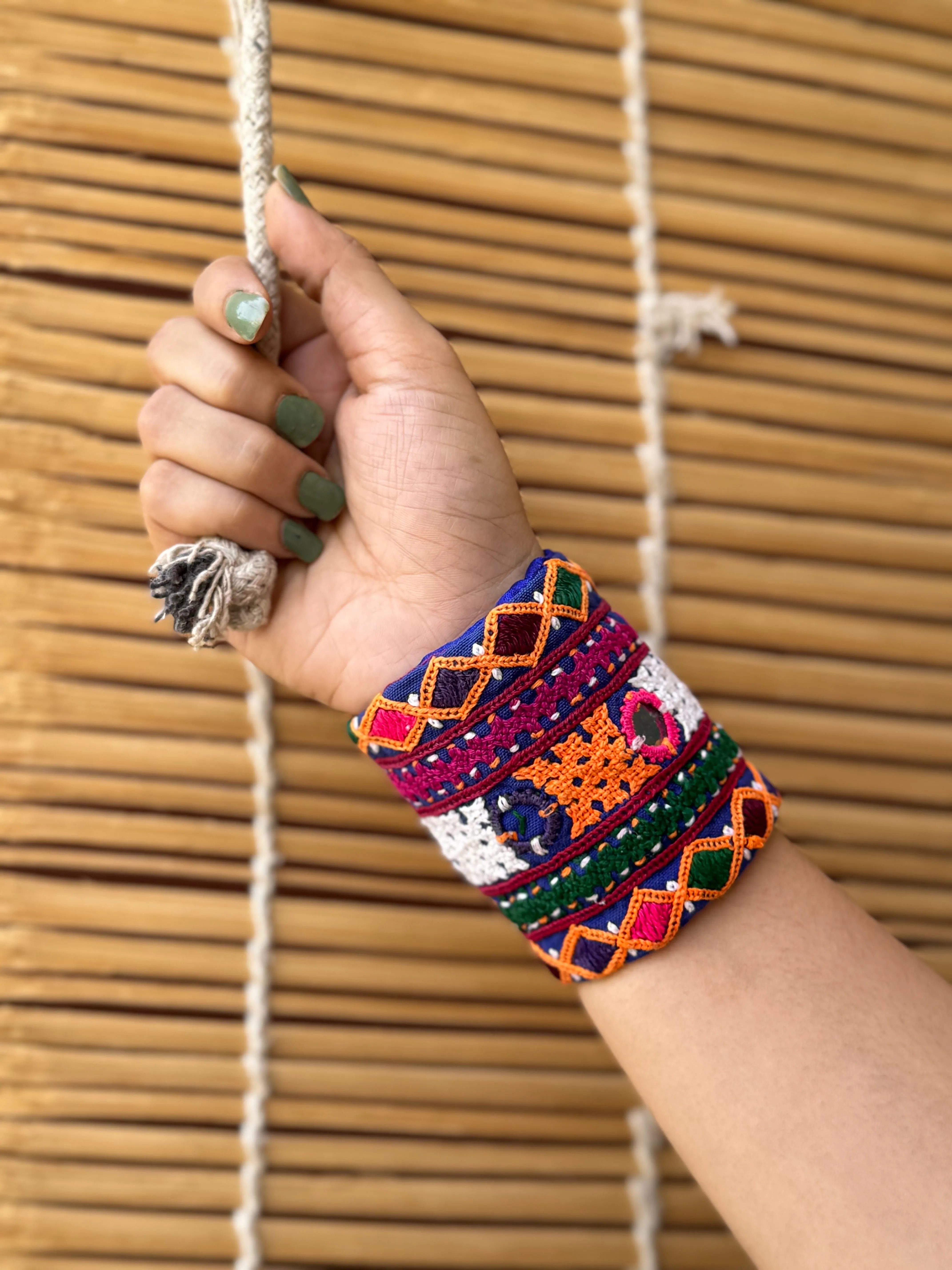 Abida Kutchi Fabric Bracelet | Handcuff