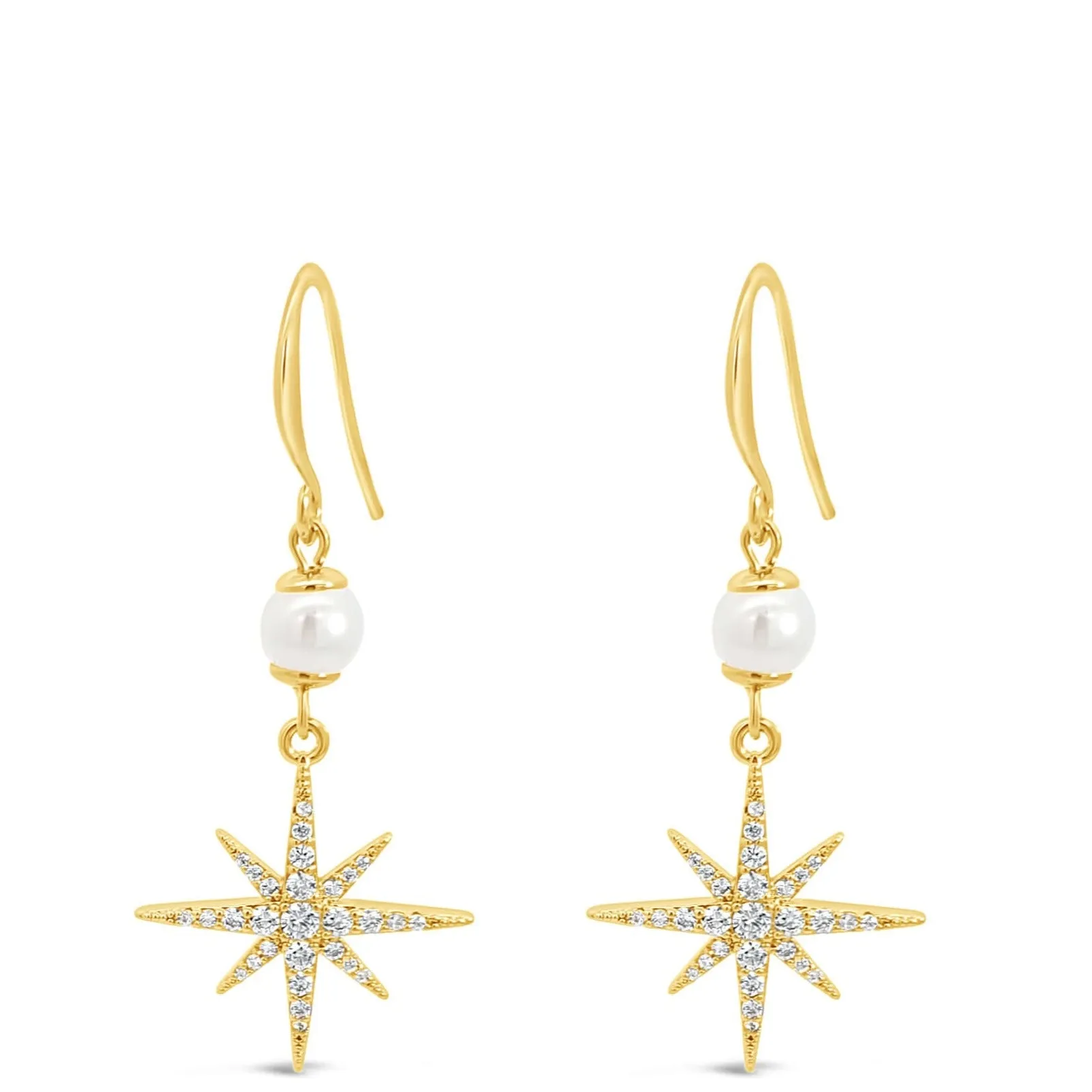 Absolute Gold & Pearl Star Drop Earrings