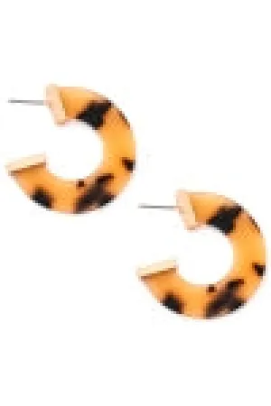 Acetate Acrylic C Hoop Earrings - Beige