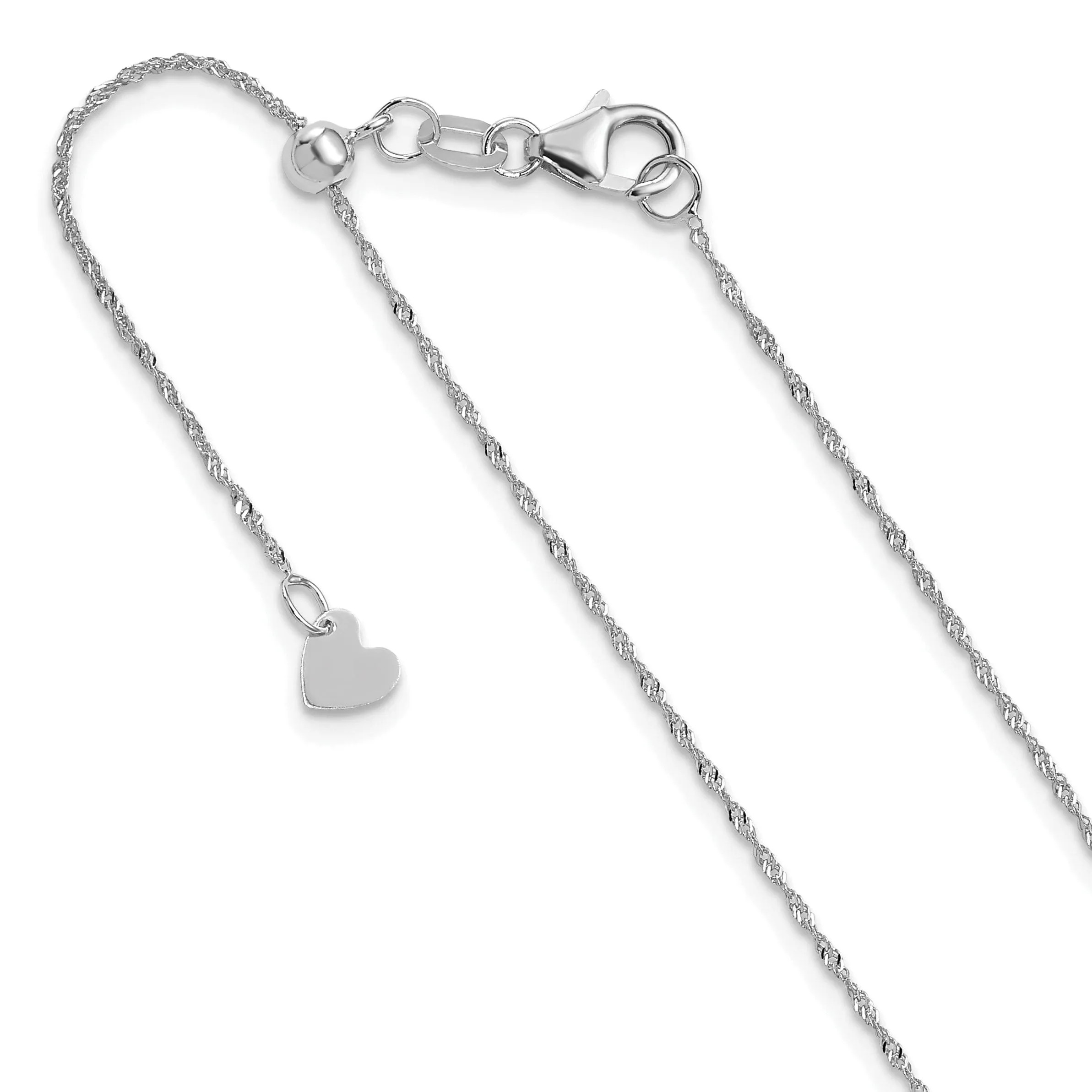 Adjustable 10K White Gold Singapore Chain