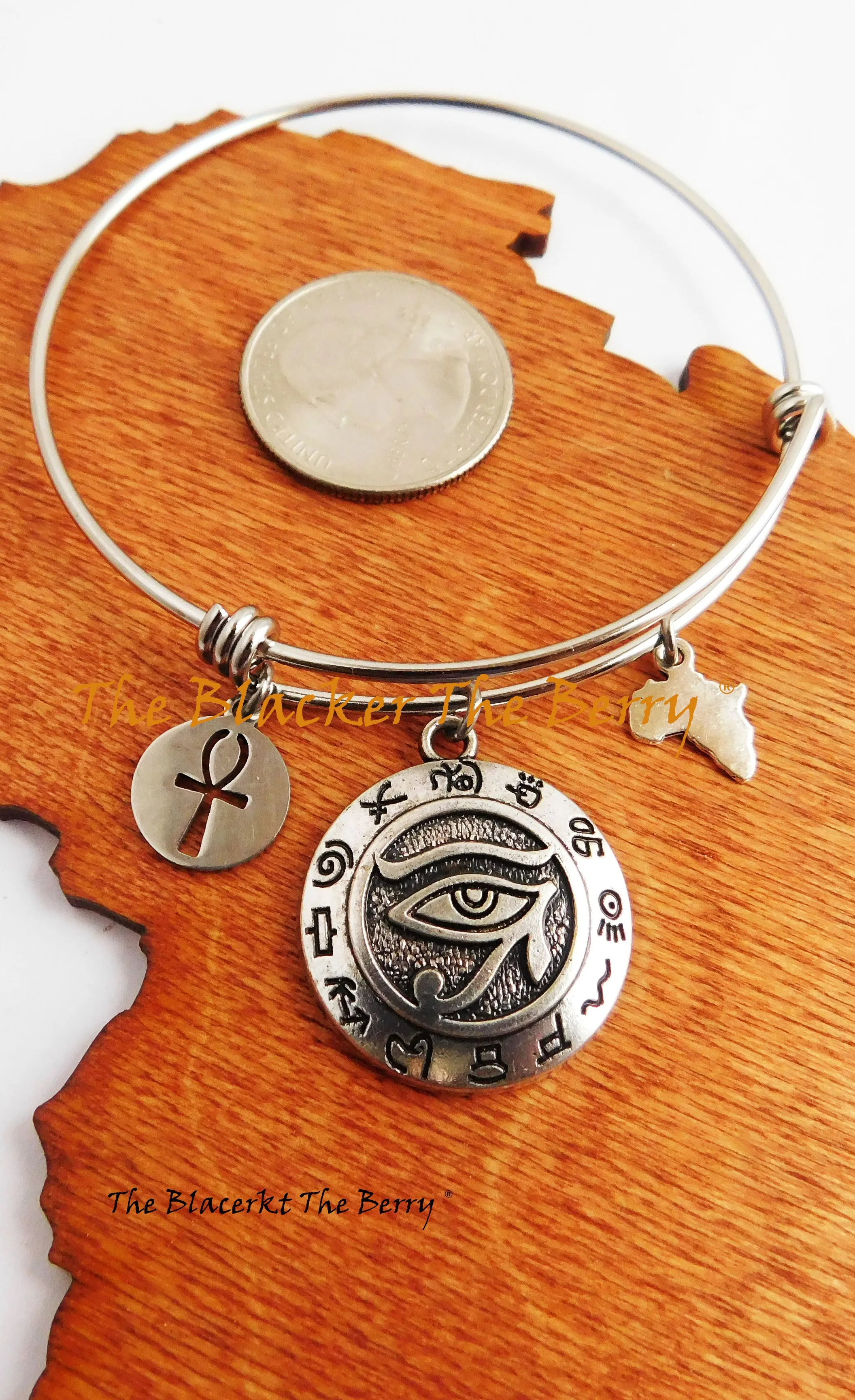 African Egyptian Silver Bracelets Charm Jewelry Bangles Adjustable