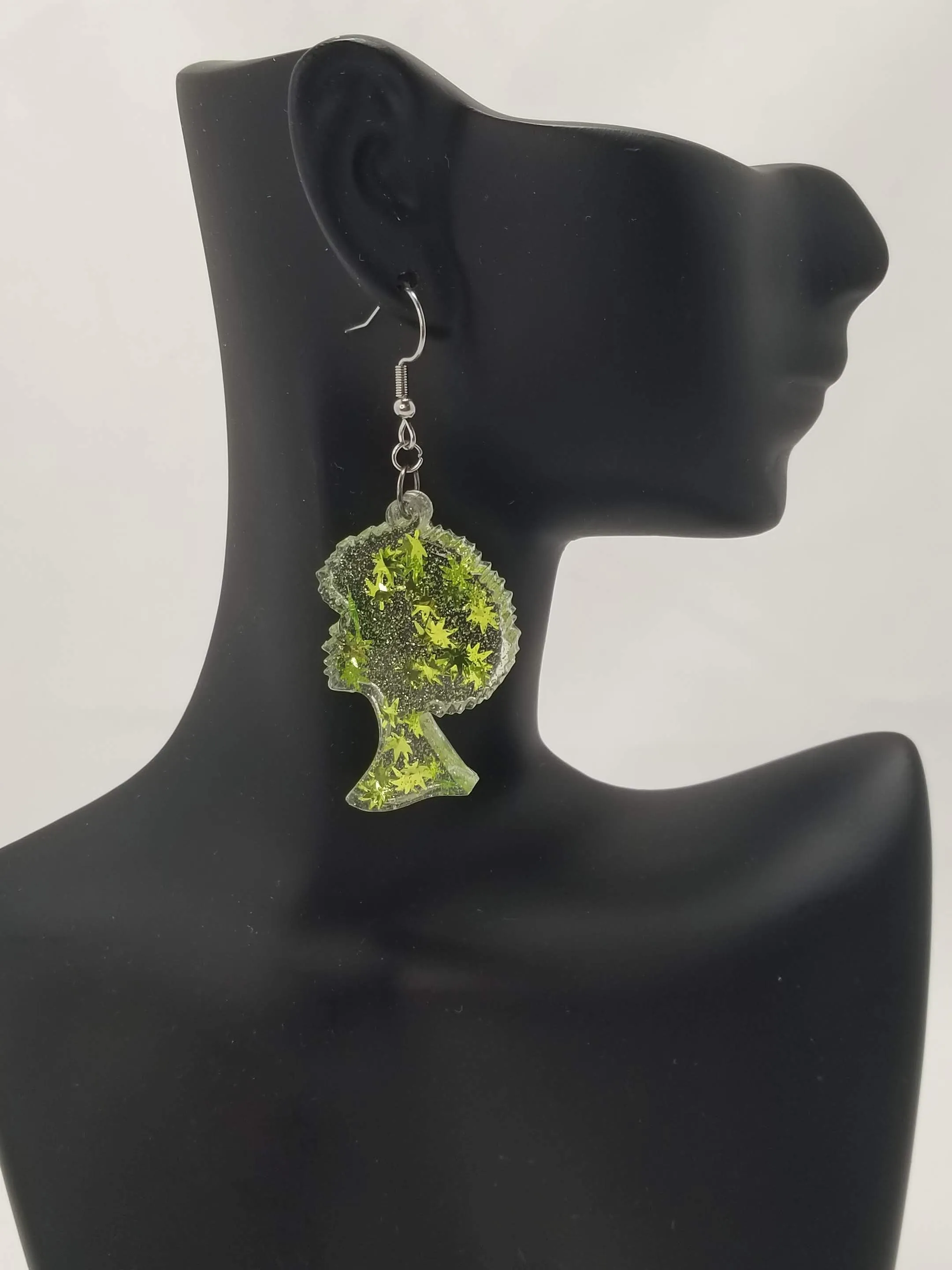 Afro Girl Leaf Earrings