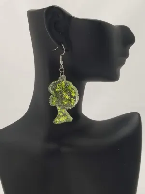Afro Girl Leaf Earrings