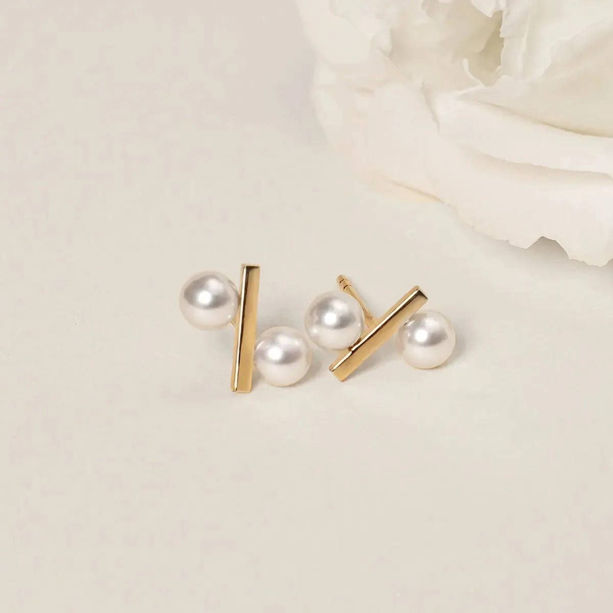 Akoya Saltwater Pearl Earrings 18K Gold Earrings