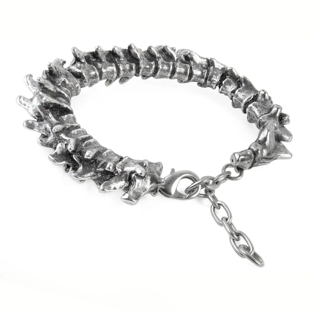 Alchemy A29 Vertebrae Bracelet Gothic Wrist Black Leather Strap Buckle Skeleton