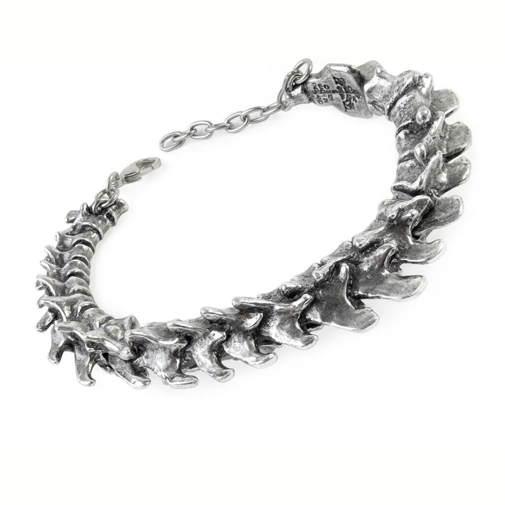 Alchemy A29 Vertebrae Bracelet Gothic Wrist Black Leather Strap Buckle Skeleton