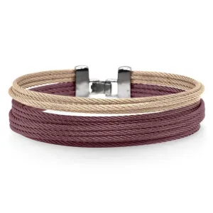 ALOR Carnation & Burgundy Cable Double Stack Bracelet 04-29-S411-00