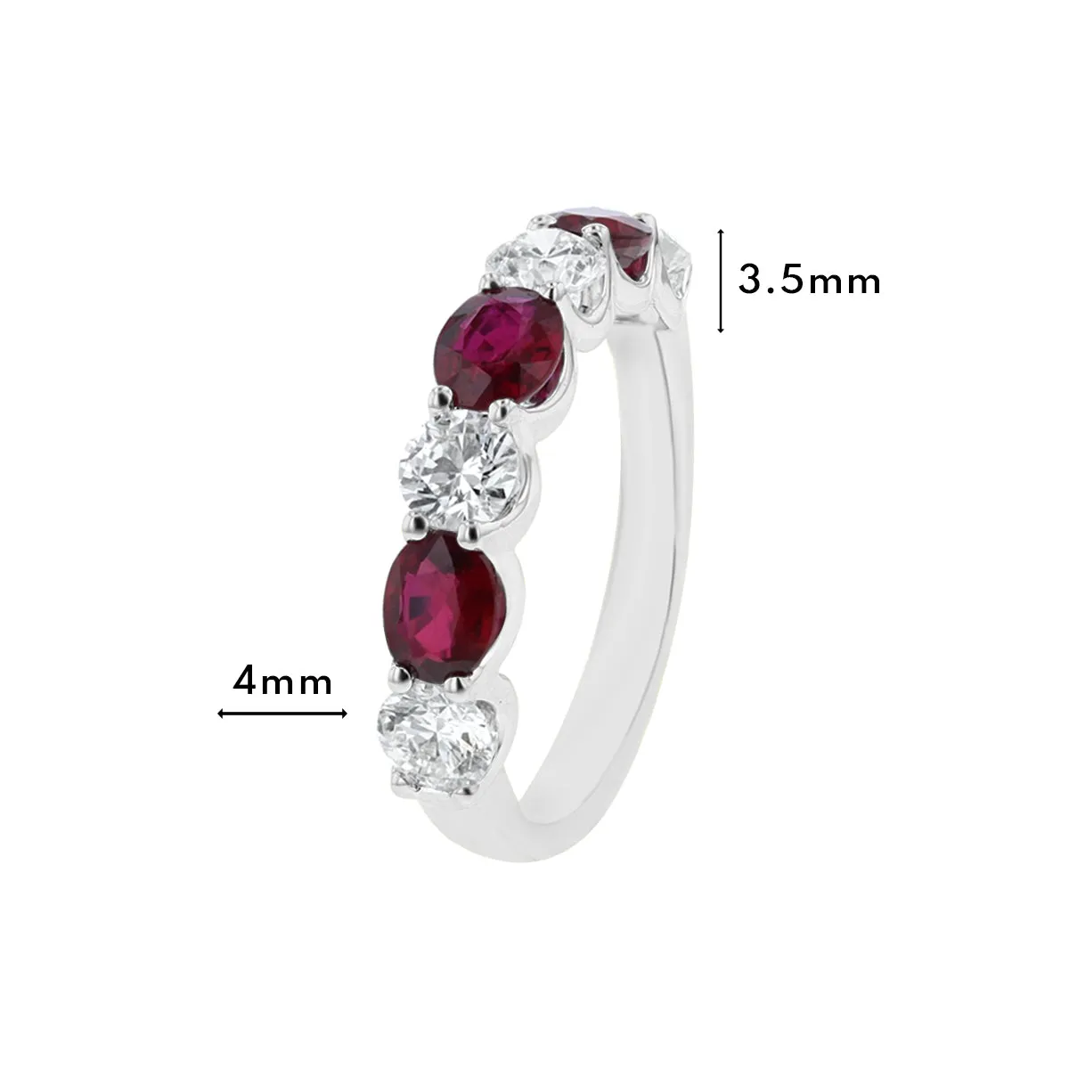 Alternating Round Diamond and Oval Ruby Ring