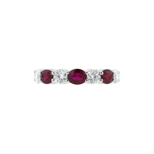 Alternating Round Diamond and Oval Ruby Ring