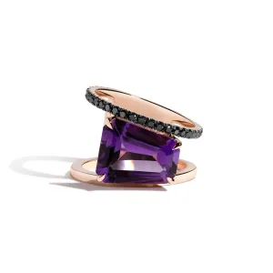 Amethyst & Black Diamond PERA Ring