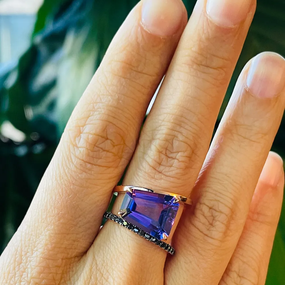 Amethyst & Black Diamond PERA Ring