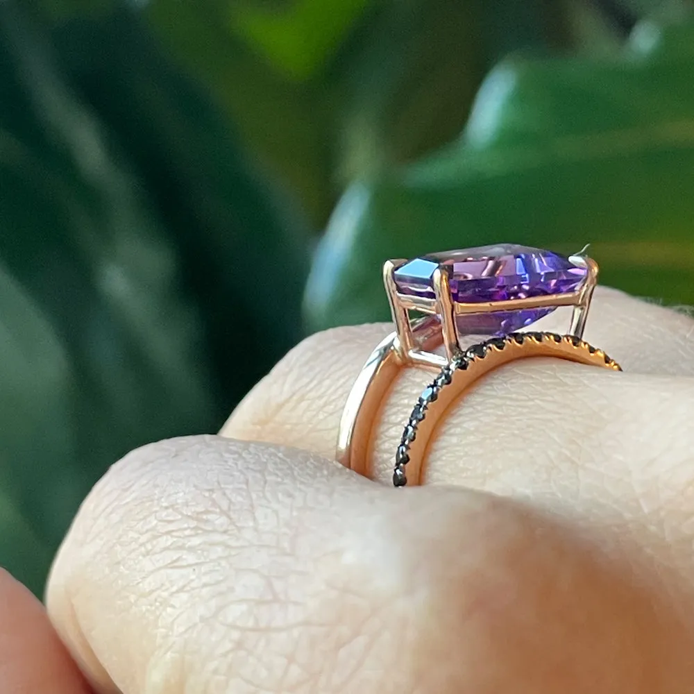 Amethyst & Black Diamond PERA Ring