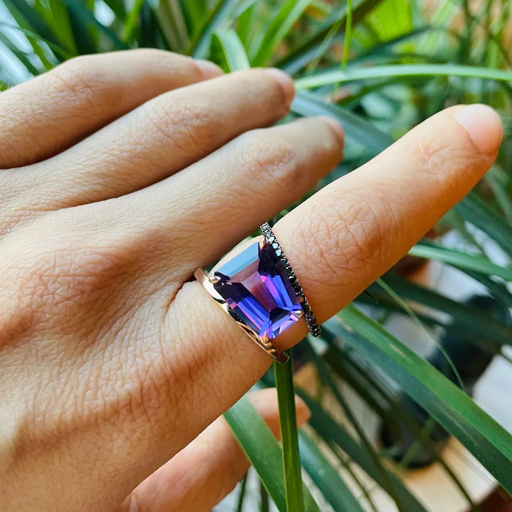 Amethyst & Black Diamond PERA Ring