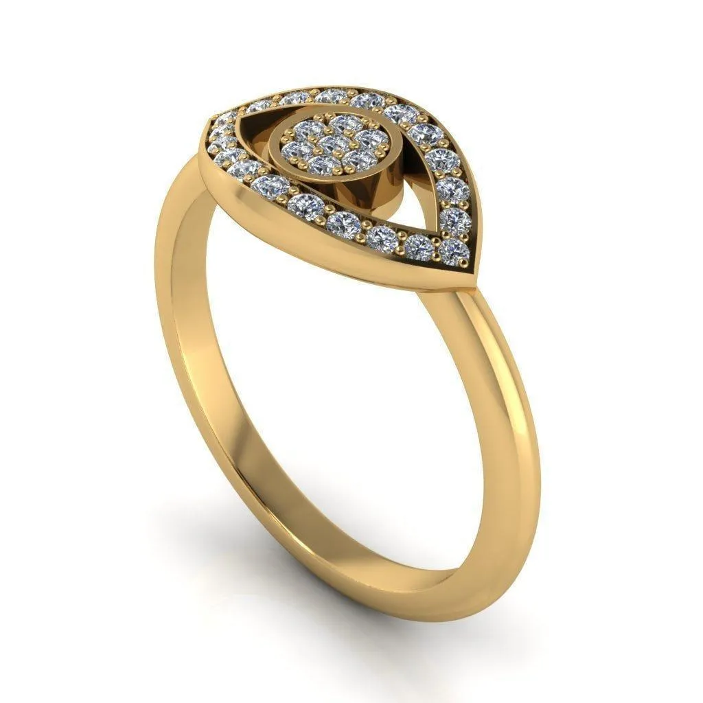 Anastasia Natural Round Brilliant Pave Diamond Eye Custom Ring