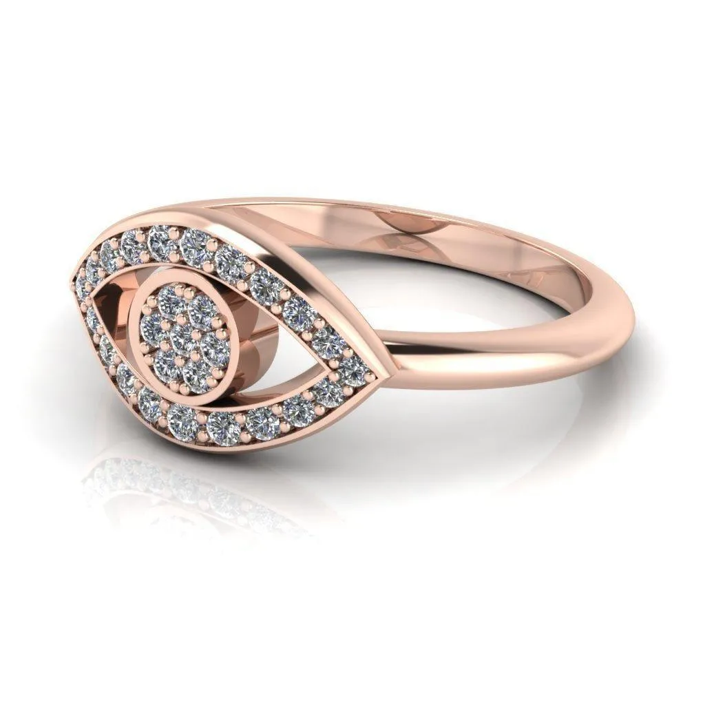 Anastasia Natural Round Brilliant Pave Diamond Eye Custom Ring