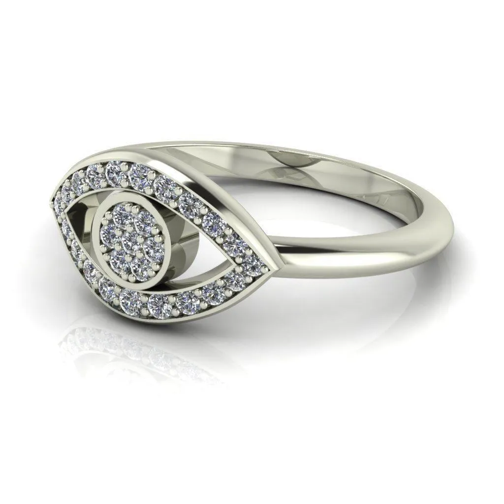 Anastasia Natural Round Brilliant Pave Diamond Eye Custom Ring